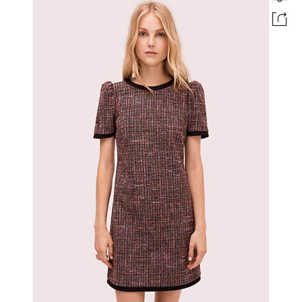 Kate Spade puff sleeve tweed dress